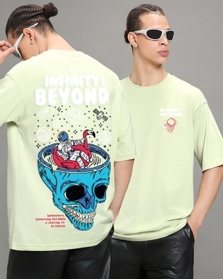 Shop Men's Green Infinity Space Graphic Printed Oversized T-shirt-Front