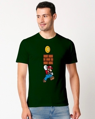 Shop Men's Green Mario Printed T-shirt-Front