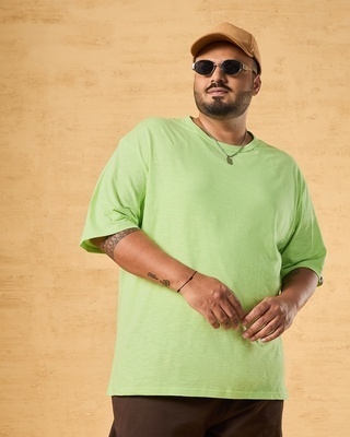 Shop Men's Green Oversized Plus Size T-shirt-Front