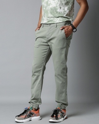 Shop Men's Green Slim Fit Trouser-Front