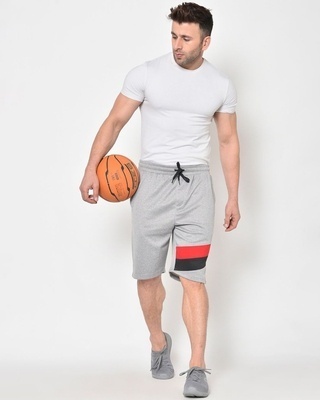 Shop Men's Grey Color Block Shorts-Front