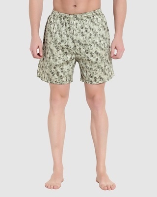 Shop Men's Grey All Over Printed Cotton Boxers-Front