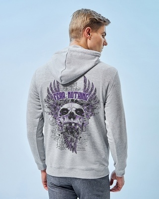 Shop Men's Grey Fear Nothing Graphic Printed Hoodies-Front