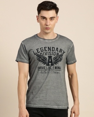 Shop Men's Grey Legendary Division Typography T-shirt-Front
