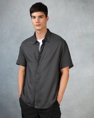 Shop Men's Grey Oversized Shirt-Front