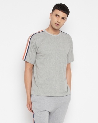 Shop Men's Grey Oversized Cotton T-shirt-Front