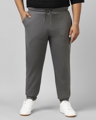 Shop Men's Grey Oversized Plus Size Joggers-Front