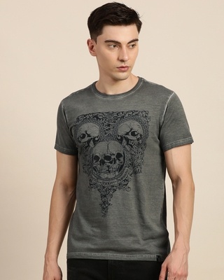 Shop Men's Grey Graphic Printed T-shirt-Front