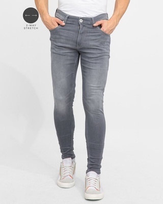 Shop Men's Grey Skinny Fit Jeans-Front