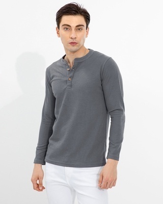 Shop Men's Grey Slim Fit Cotton T-shirt-Front