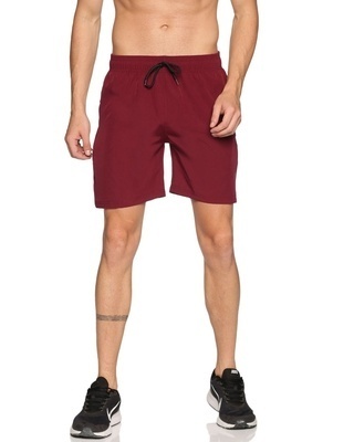Shop Men's Maroon Elasticated Shorts-Front