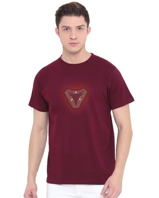 Shop Men's Maroon Iron Man Repulsor Graphic Printed T-shirt-Front