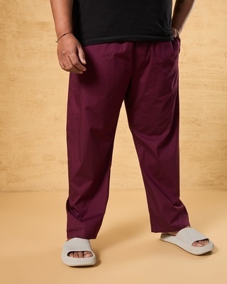 Shop Men's Maroon Plus Size Pyjamas-Front