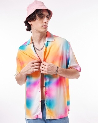 Shop Men's Multicolor All Over Printed Oversized Shirt-Front