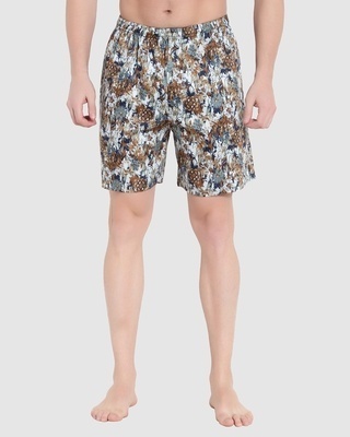 Shop Men's White All Over Printed Cotton Boxers-Front