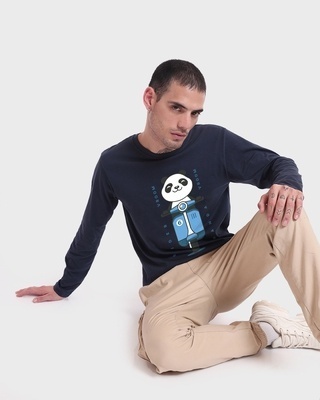Shop Men's Navy Blue Vroom Panda Graphic Printed T-shirt-Front