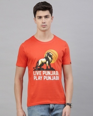 Shop Men's Orange Live Punjabi Graphic Printed T-shirt-Front