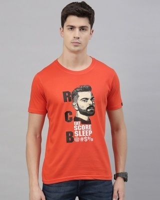 Shop Men's Orange RCB Eat Score Sleep Graphic Printed T-shirt-Front