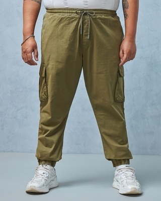 Shop Men's Green Plus Size Cargo Jogger Pants-Front