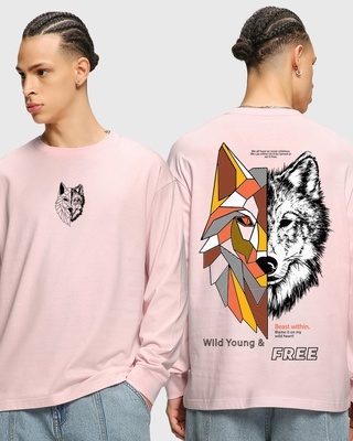 Shop Men's Pink Beast Within Graphic Printed Oversized T-shirt-Front