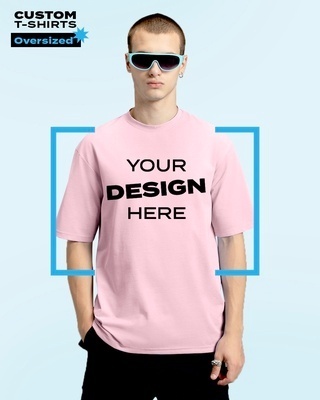 Shop Men's Pink Customizable Oversized T-shirt-Front