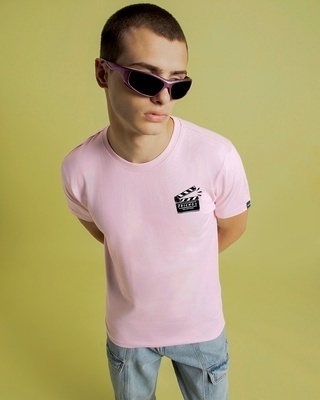 Shop Men's Pink Friends Clapboard Graphic Printed T-shirt-Front