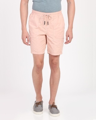 Shop Men's Pink Slim Fit Cotton Shorts-Front