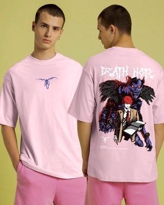 Shop Men's Pink The Ryuk Graphic Printed Oversized T-shirt-Front