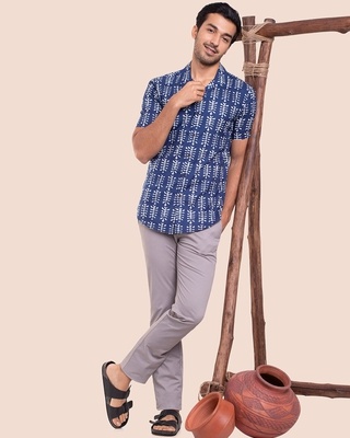 Shop Men's Printed Resort Collar Half Sleeves Shirt-Front