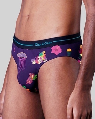 Shop Men's Purple All Over Printed Briefs-Front