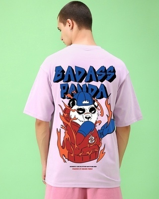Shop Men's Purple Badass Panda Graphic Printed Oversized T-shirt-Front