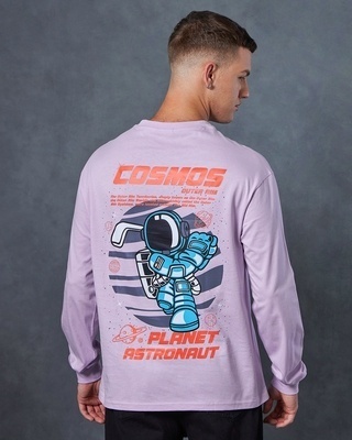 Shop Men's Purple Planet Astro Graphic Printed Oversized T-shirt-Front