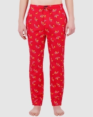 Shop Men's Red All Over Chilli Pepper Printed Cotton Pyjamas-Front