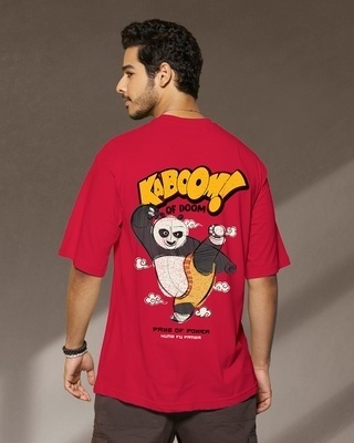 Shop Men's Red Kaboom Graphic Printed Oversized T-shirt-Front