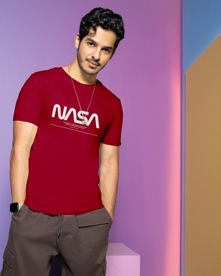 Shop Men's Red Spaced NASA Typography T-shirt-Front
