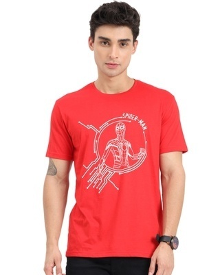 Shop Men's Red Spider Man Graphic Printed T-shirt-Front