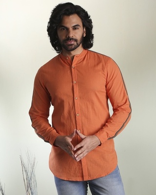 Shop Men's Solid Orange Tape Shirt-Front