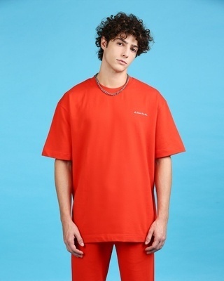 Shop Men's Stubborn Orange Oversized Heavyweight T-shirt-Front