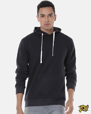 Shop Men's Stylish Solid Casual Hooded Sweatshirt-Front