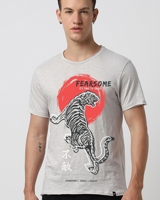Shop Men's Vapour Blue Fearsome Graphic Printed T-shirt-Front