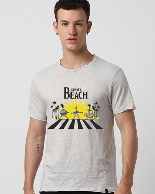 Shop Men's Vapour Blue Sun of a Beach Graphic Printed T-shirt-Front