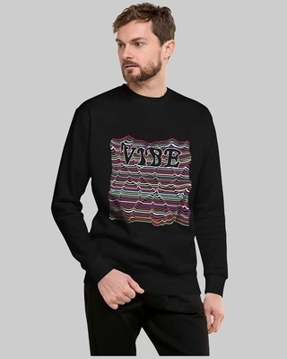 Shop Men's Black Vibe Printed Regular Fit Sweatshirt-Front