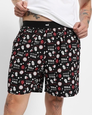 Shop Men's Black All Over Team Avengers Printed Boxers-Front