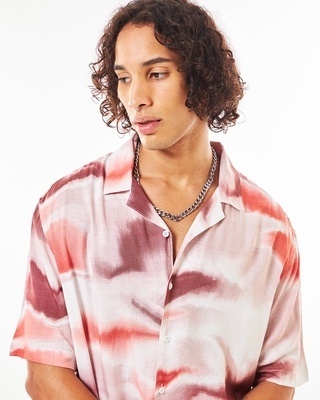 Shop Men's White & Red All Over Printed Oversized Shirt-Front