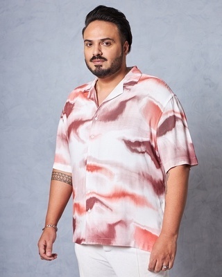 Shop Men's White & Red All Over Printed Oversized Plus Size Shirt-Front