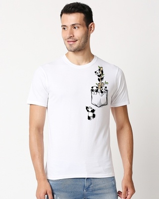 Shop Men's White Baby Panda Life Printed T-shirt-Front