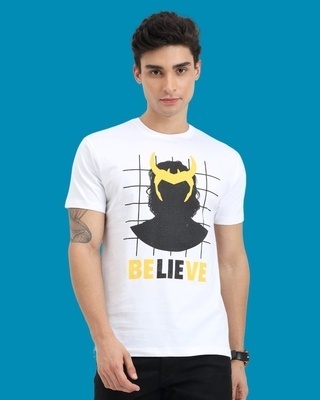 Shop Men's White Belive Graphic Printed T-shirt-Front