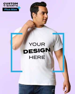 Men's White Customizable Plus Size T-shirt