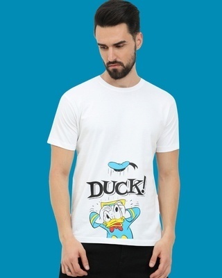 Shop Men's White Donald Duck Graphic Printed T-shirt-Front