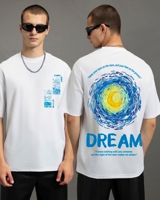 Shop Men's White Dream Graphic Printed Oversized T-shirt-Front